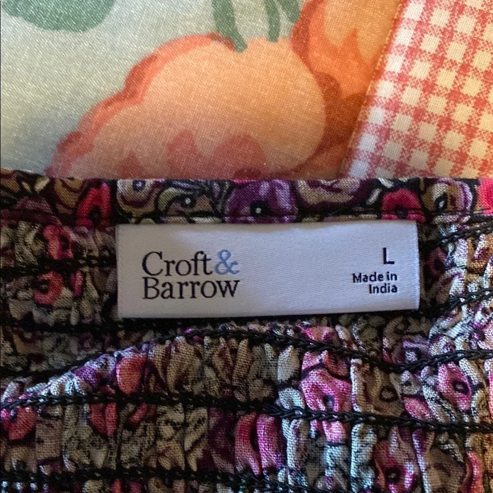 Croft & Barrow pink and Black Puff Sleeve Blouse - Picture 4 of 6